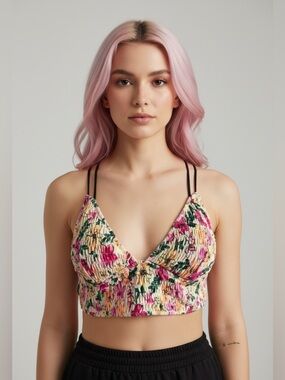 PINK Victoria’s Secret Floral Bralette Multicolor Wireless Size M